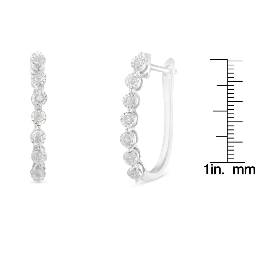 Elegant.925 Sterling Silver 1/2 Cttw Miracle-set Diamond Hoop Earrings