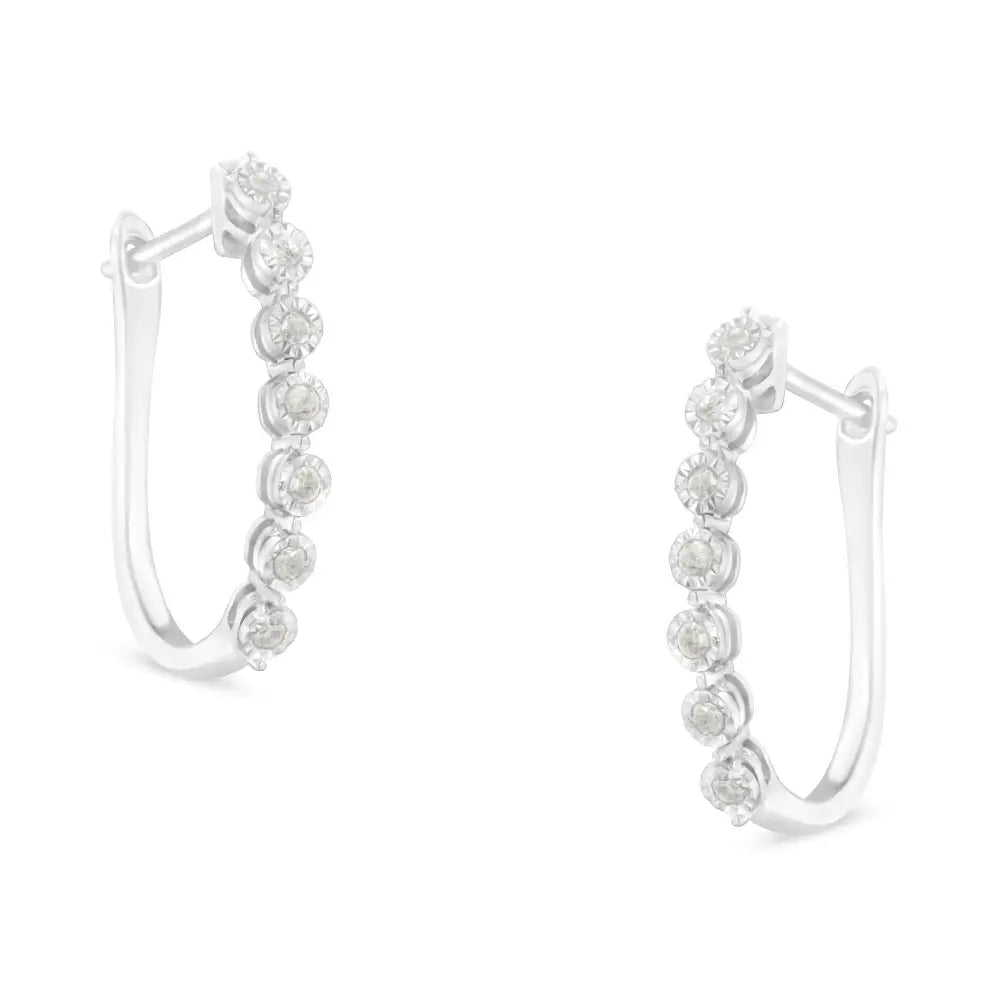 Elegant.925 Sterling Silver 1/2 Cttw Miracle-set Diamond Hoop Earrings