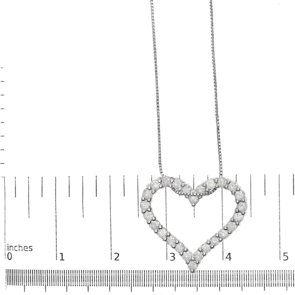 Elegant.925 Sterling Silver 2.0 Cttw Diamond Open Heart Necklace