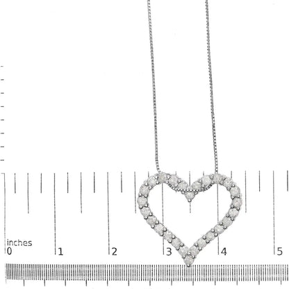 Elegant.925 Sterling Silver 2.0 Cttw Diamond Open Heart Necklace