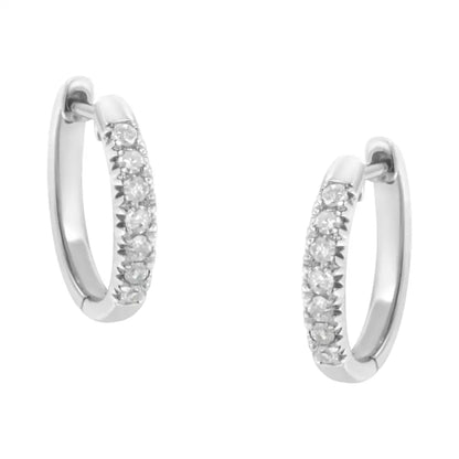 Elegant.925 Sterling Silver Cttw Diamond Hoop Earrings in I-j Color