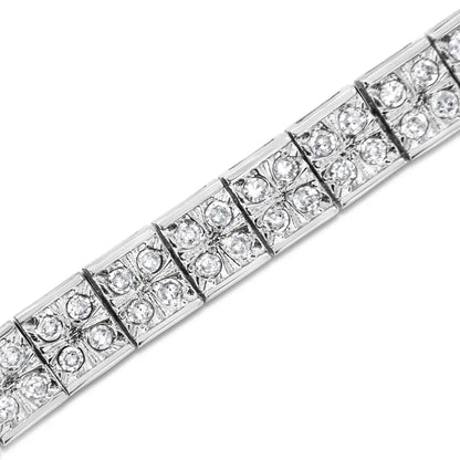 Elegant.925 Sterling Silver Cttw Prong Set Stone Box Link Bracelet