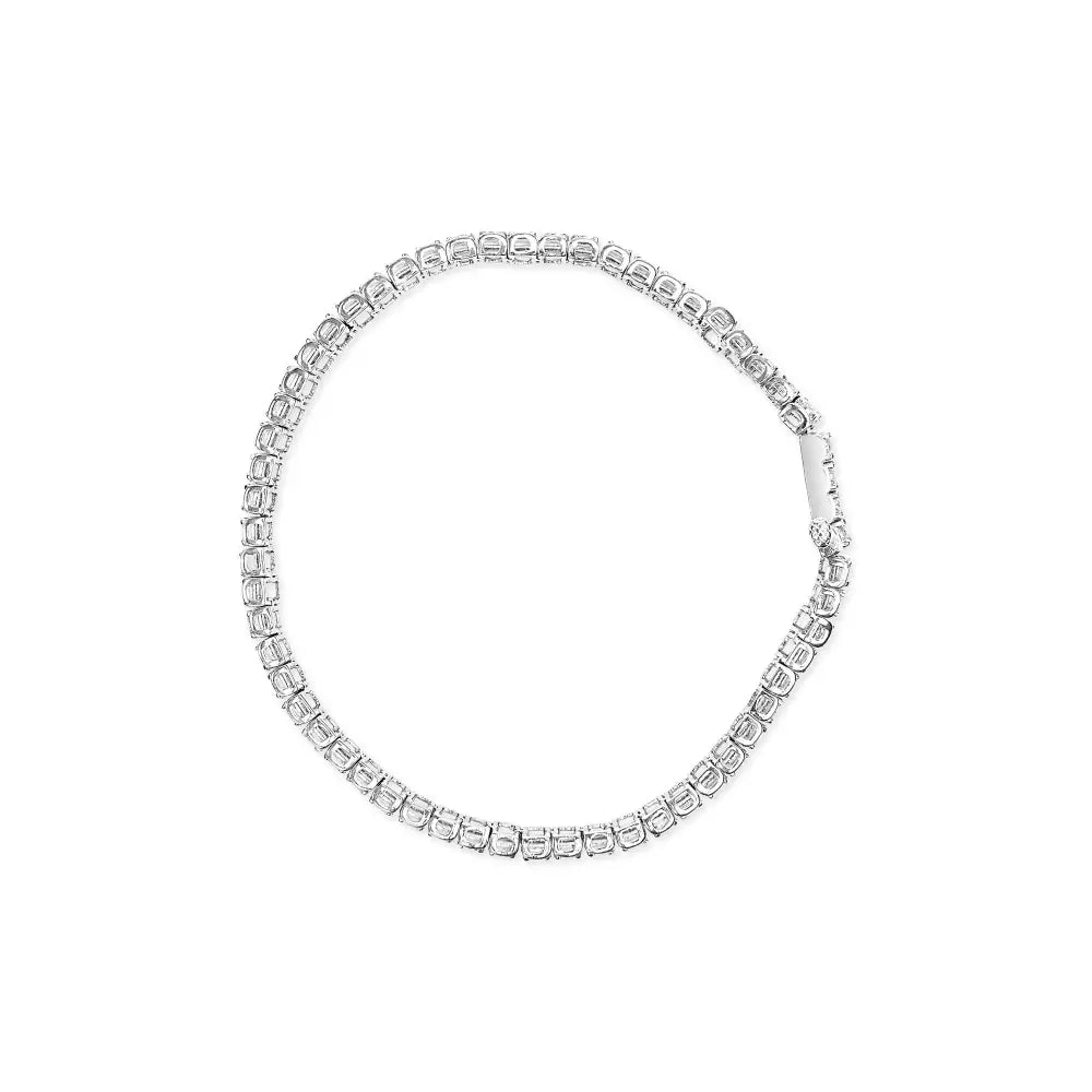 Elegant.925 Sterling Silver Diamond Collar Line Link Bracelet