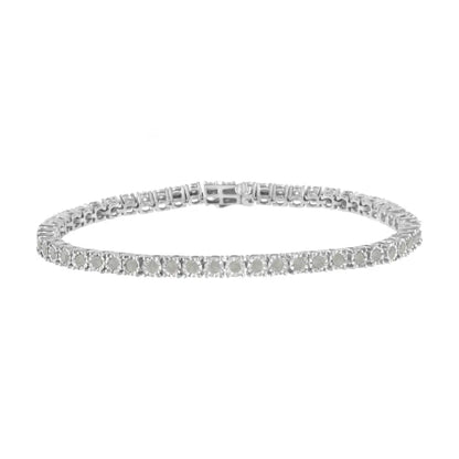 Elegant.925 Sterling Silver Diamond Illusion-set Miracle Plate Tennis Bracelet