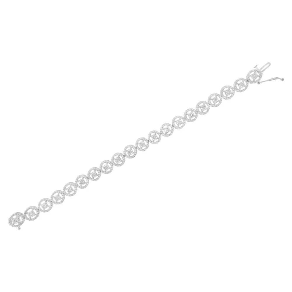 Elegant.925 Sterling Silver Diamond Nested Circle Miracle Bracelet