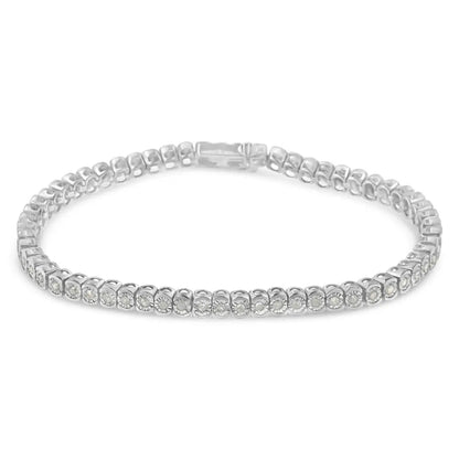 Elegant.925 Sterling Silver Miracle-set Cut-circle Tennis Bracelet