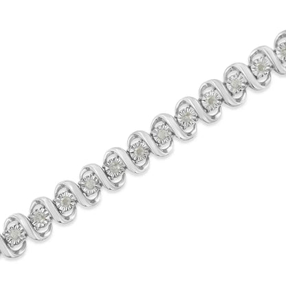 Elegant.925 Sterling Silver Miracle-set Round Diamond Tennis Bracelet