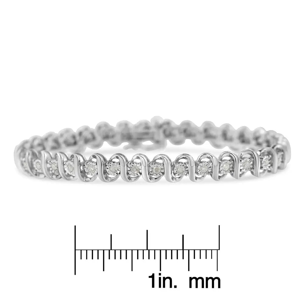 Elegant.925 Sterling Silver Miracle-set Round Diamond Tennis Bracelet