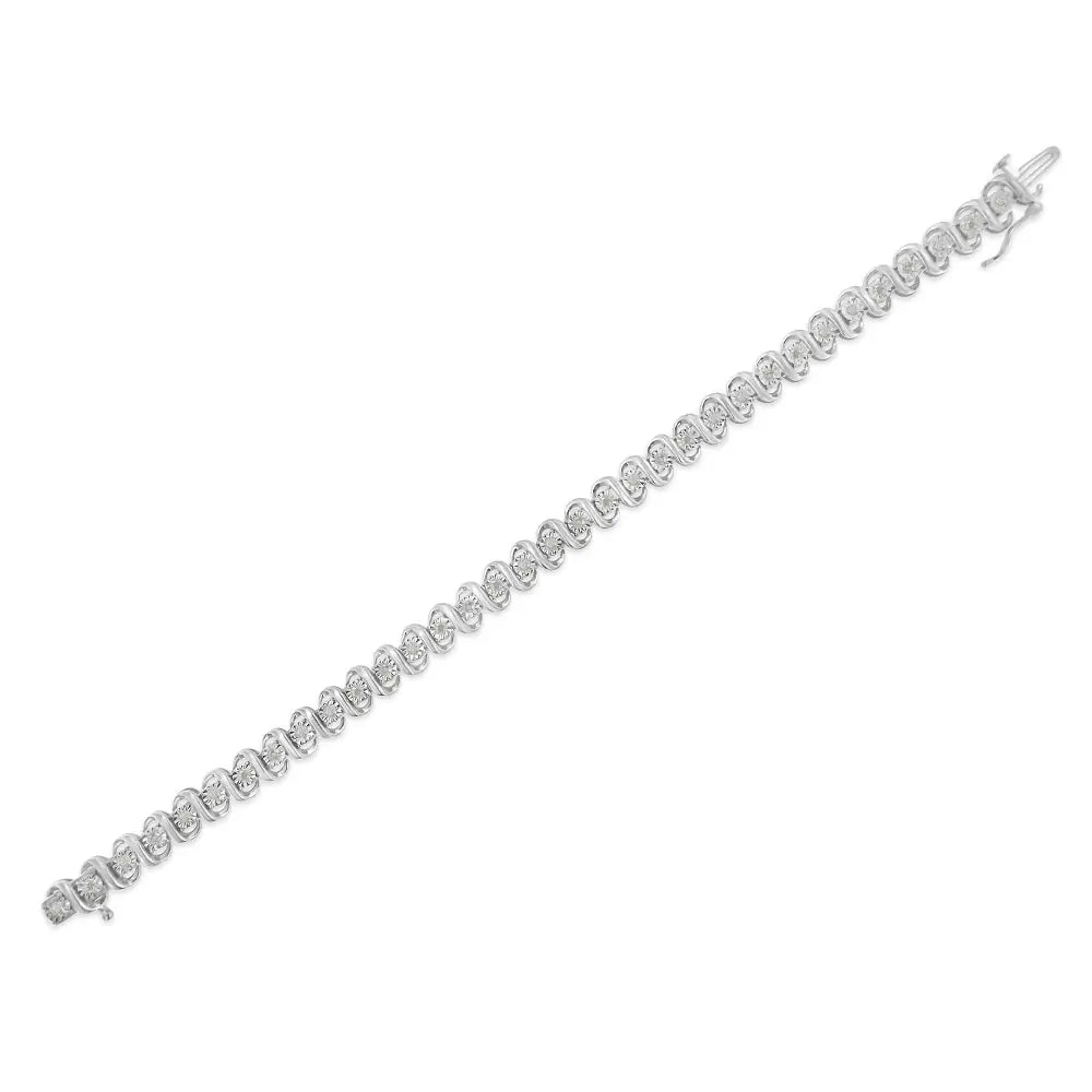 Elegant.925 Sterling Silver Miracle-set Round Diamond Tennis Bracelet