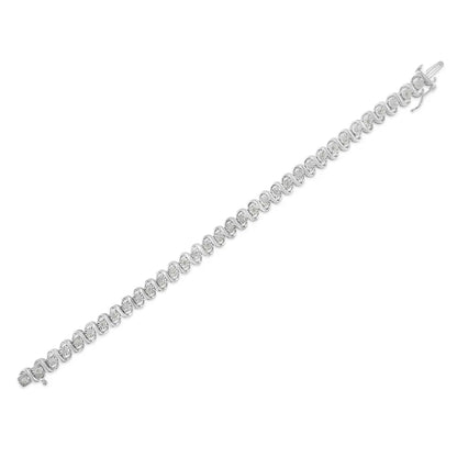 Elegant.925 Sterling Silver Miracle-set Round Diamond Tennis Bracelet