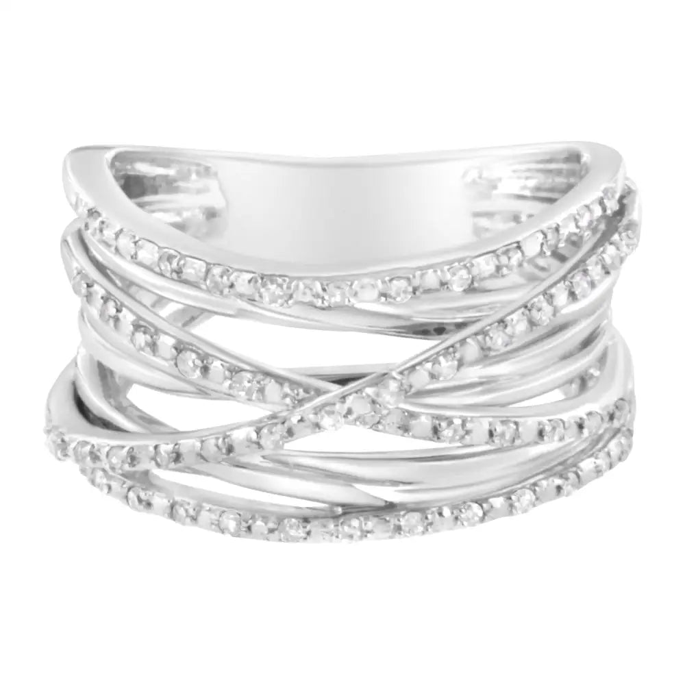 Elegant.925 Sterling Silver Round-cut Diamond Bypass Ring - Rings/fashion/bypass