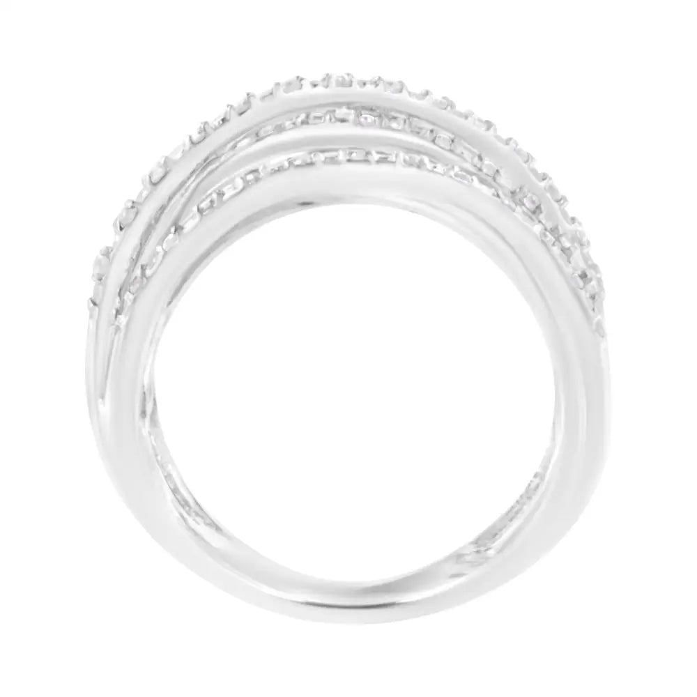 Elegant.925 Sterling Silver Round-cut Diamond Bypass Ring - Rings/fashion/bypass