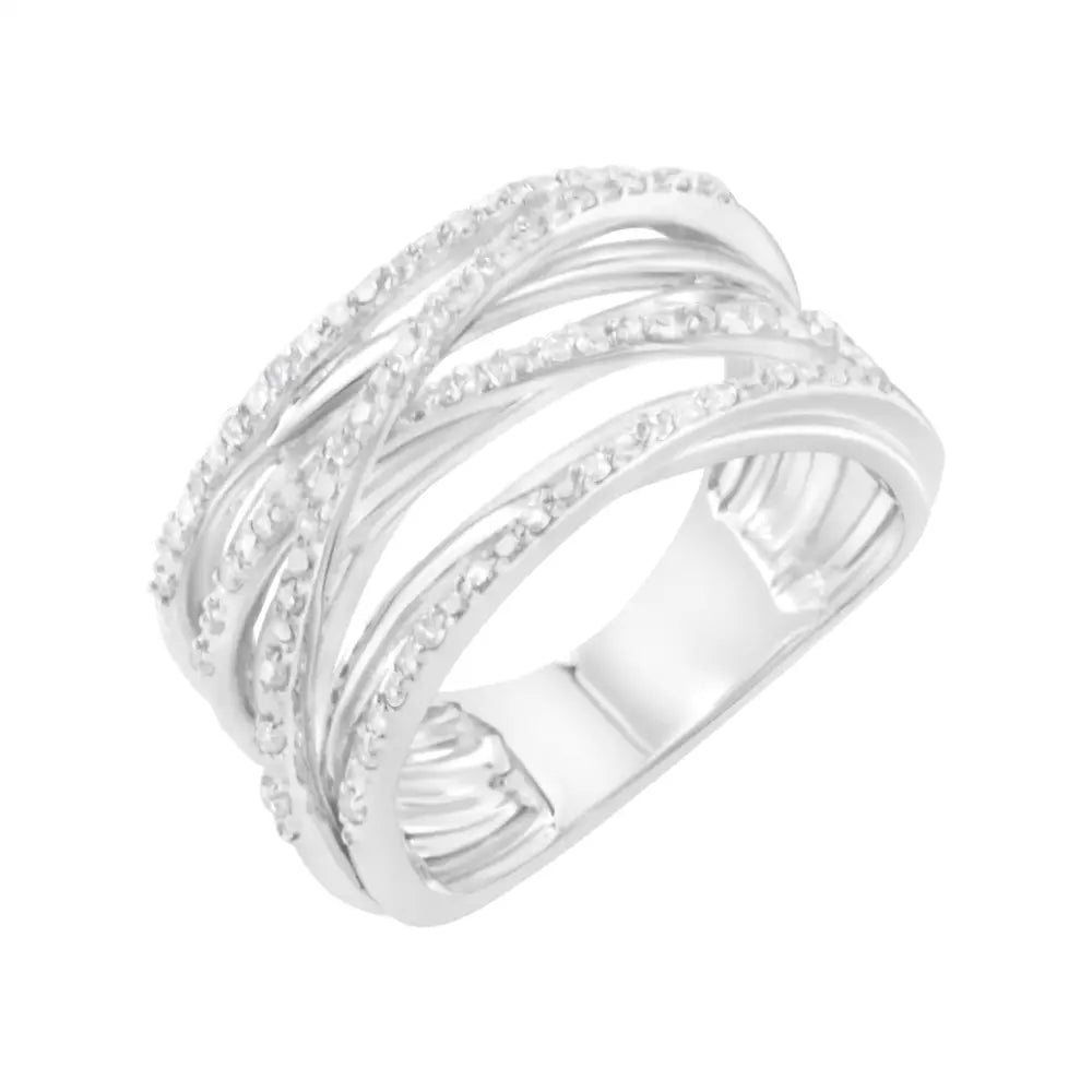 Elegant.925 Sterling Silver Round-cut Diamond Bypass Ring - Rings/fashion/bypass