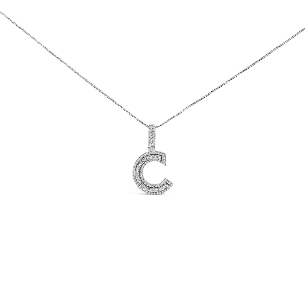 Elegant.925 Sterling Silver Round Lab-grown Diamond Pendant Necklace