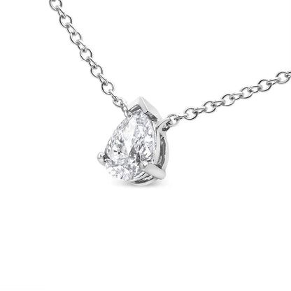 Elegant Ags Certified 14k White Gold 1/2 Cttw Diamond Pear Pendant Necklace