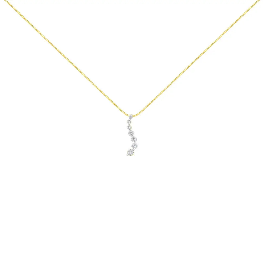 Elegant Ags Certified 14k Yellow Gold Diamond Journey Pendant Necklace - Yellow