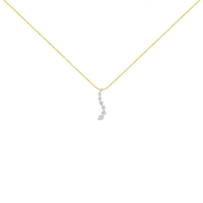 Elegant Ags Certified 14k Yellow Gold Diamond Journey Pendant Necklace - Yellow