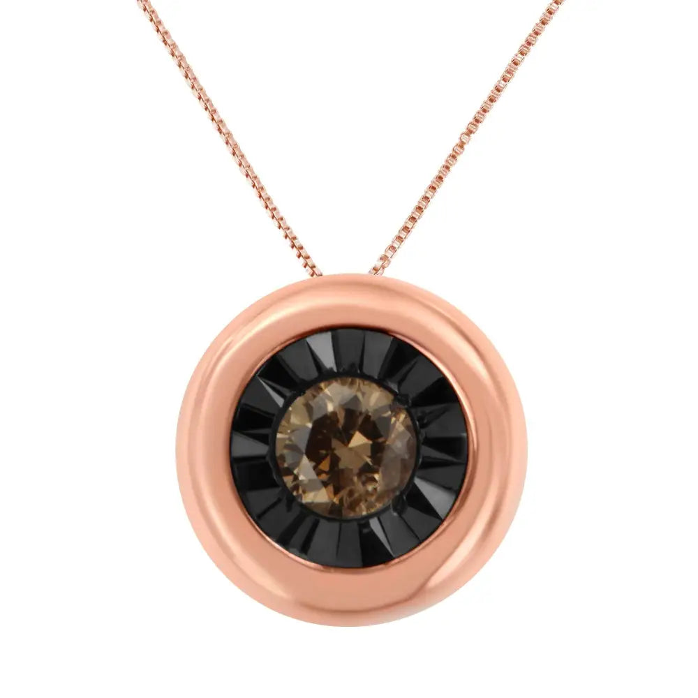 Elegant Black Rhodium and 10k Rose Gold Carat Diamond Two Tone Pendant