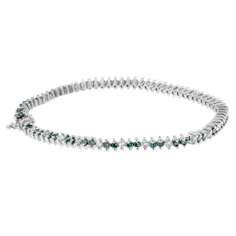 Elegant Blue Diamond Fashion Bracelet in White Gold Round-cut Design