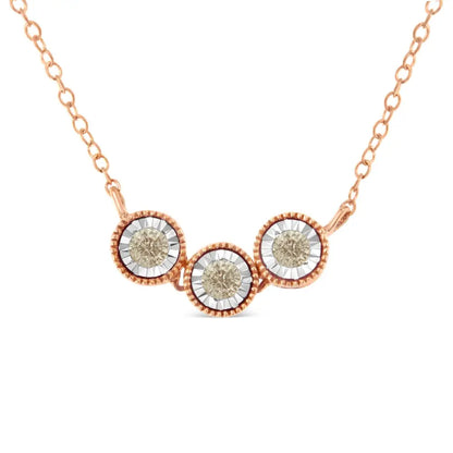 Elegant Champagne Diamond Triple Circle Necklace in Gold Plated Silver