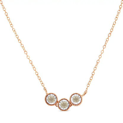 Elegant Champagne Diamond Triple Circle Necklace in Gold Plated Silver