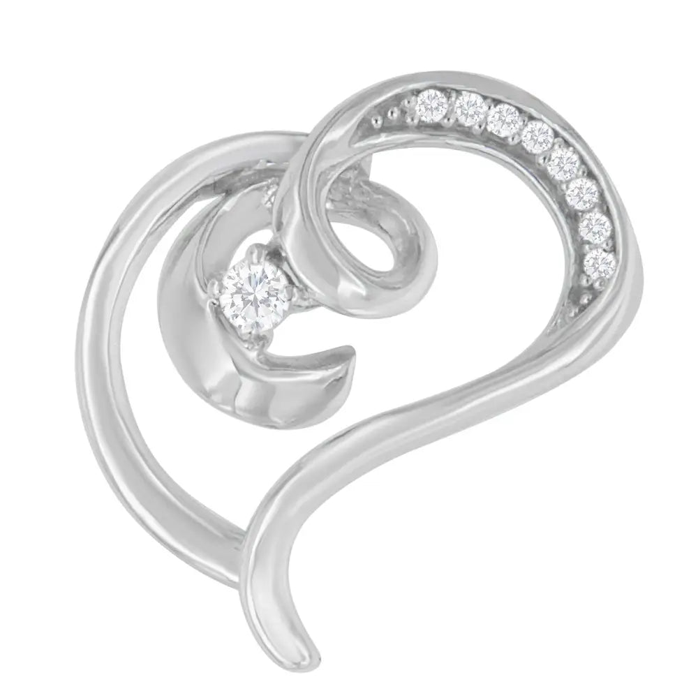 Elegant Diamond Accented Espira Open Spiral Twist Heart Necklace