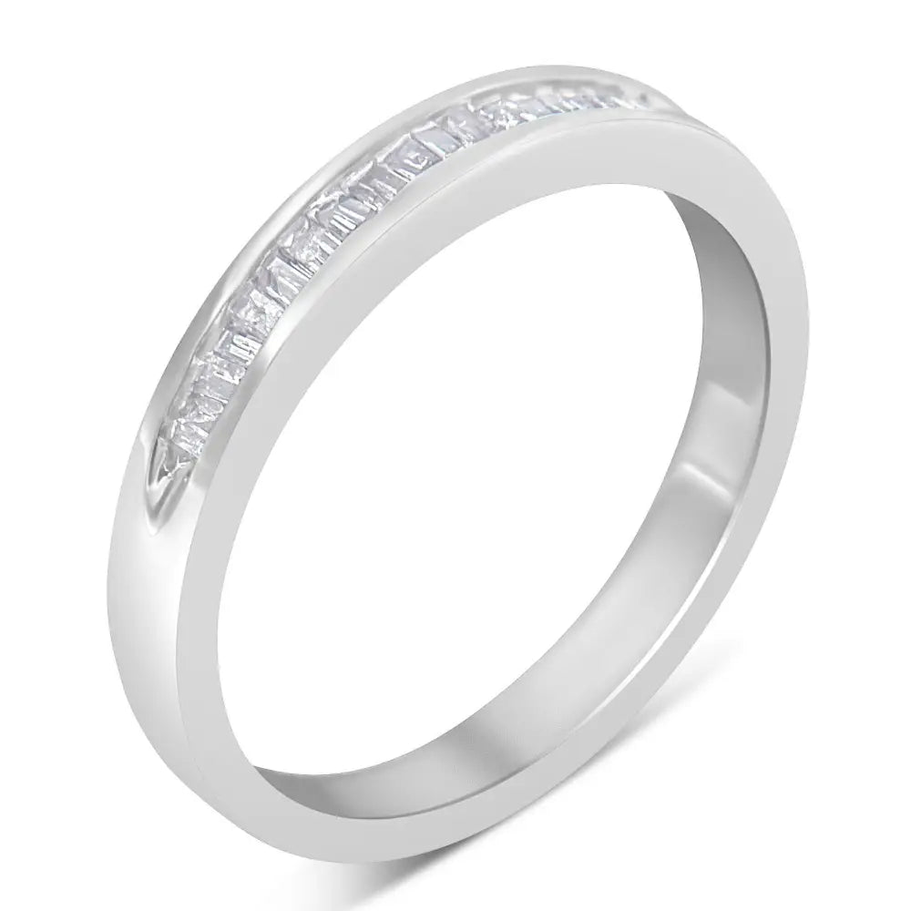 Elegant Diamond Channel-set Stackable Band Ring in Sterling Silver