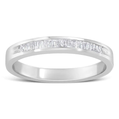 Elegant Diamond Channel-set Stackable Band Ring in Sterling Silver