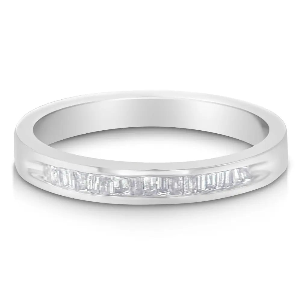 Elegant Diamond Channel-set Stackable Band Ring in Sterling Silver