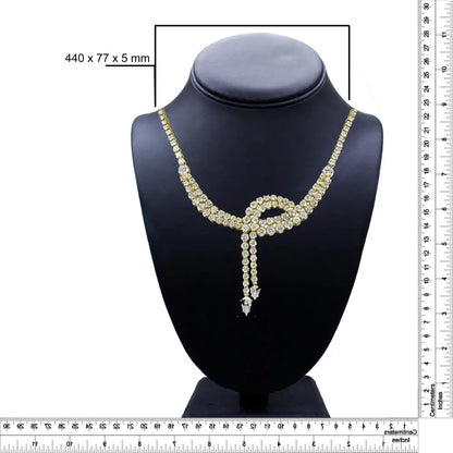 Elegant Diamond Double Row Lariat Tennis Necklace in 14k Yellow Gold