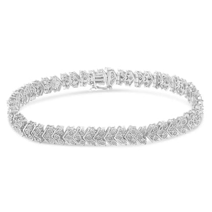 Elegant Diamond Miracle-set Nested Chevron Link Tennis Bracelet 2.0 Cttw