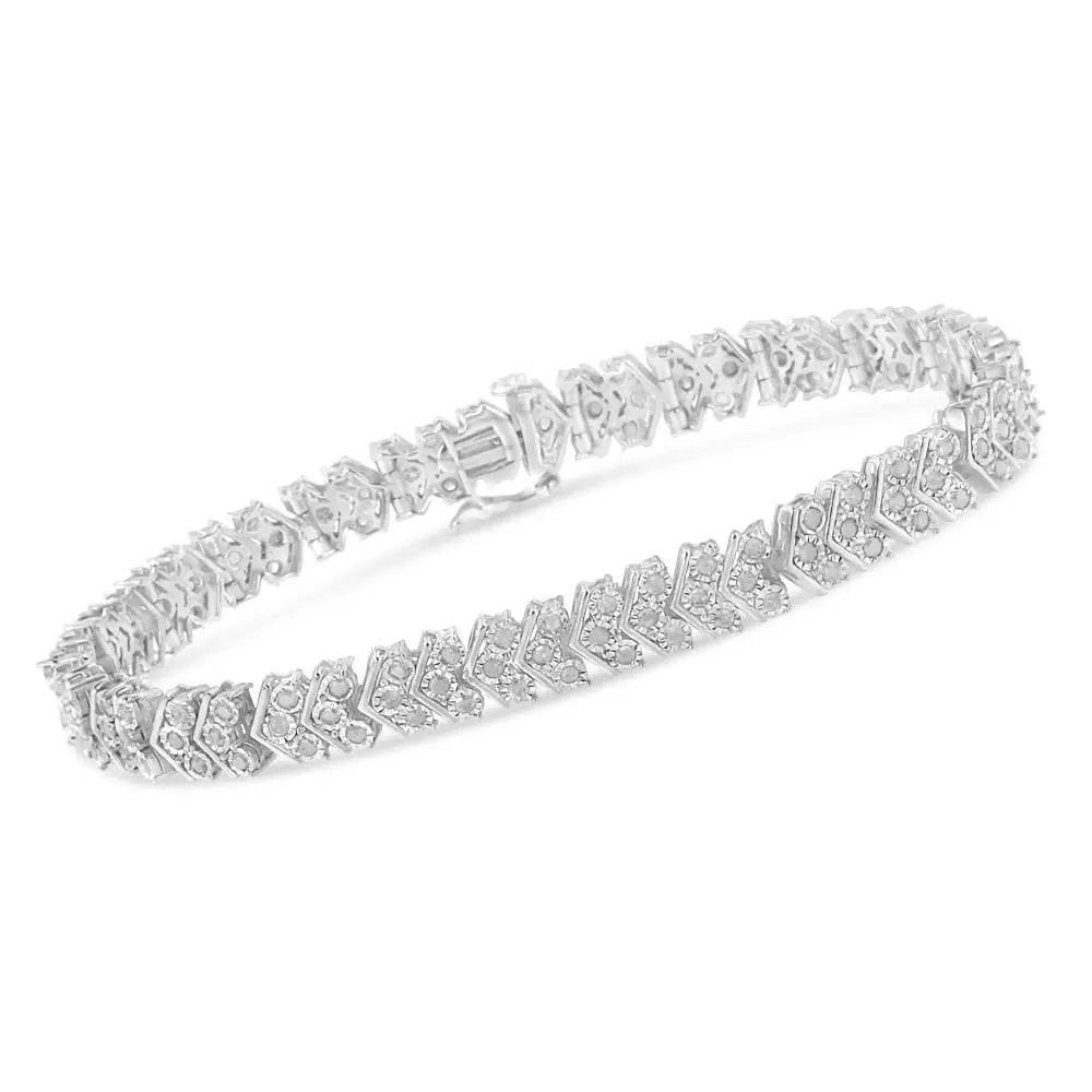 Elegant Diamond Miracle-set Nested Chevron Link Tennis Bracelet 2.0 Cttw