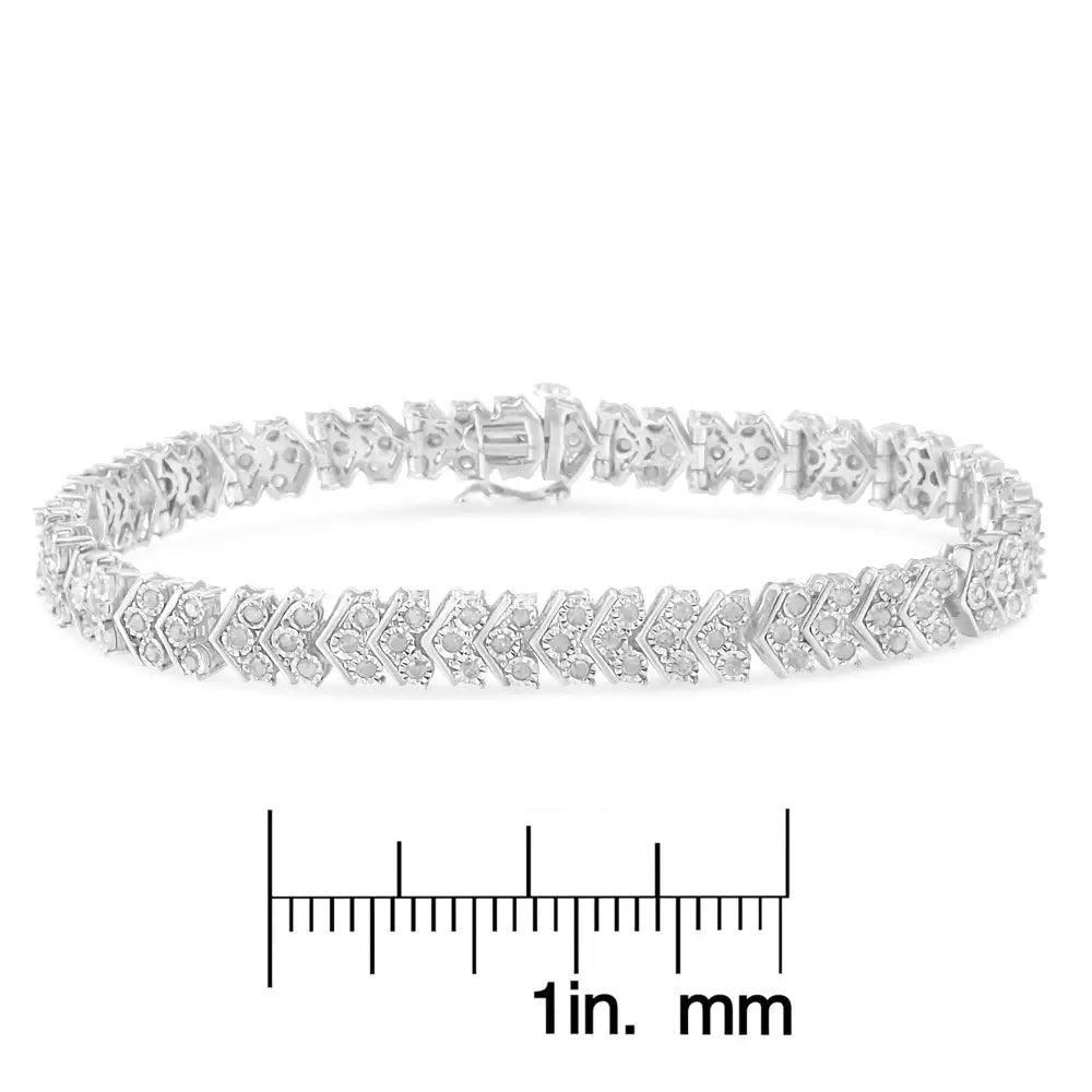 Elegant Diamond Miracle-set Nested Chevron Link Tennis Bracelet 2.0 Cttw