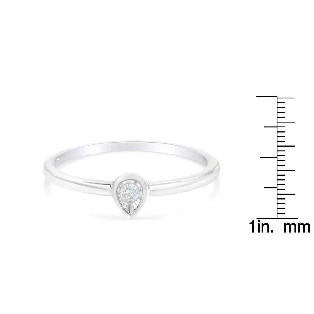 Elegant Diamond Teardrop Pear-shaped Miracle Set Promise Ring in Silver