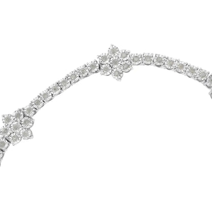 Elegant Floral Station Tennis Bracelet with Miracle-set Diamonds