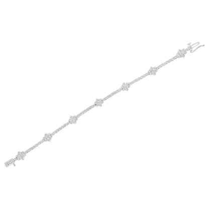 Elegant Floral Station Tennis Bracelet with Miracle-set Diamonds