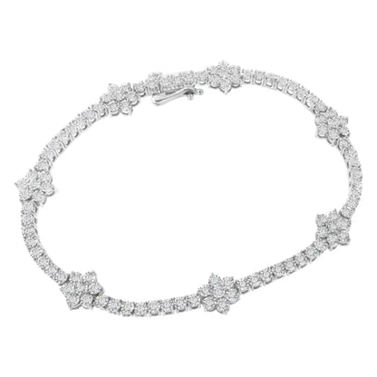 Elegant Floral Station Tennis Bracelet with Miracle-set Diamonds