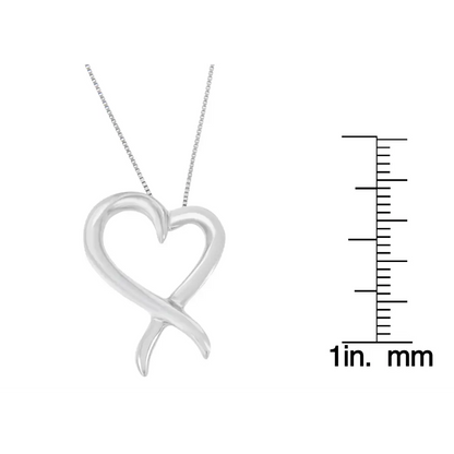 Elegant Heart-shaped Awareness Ribbon Pendant Necklace in Sterling Silver