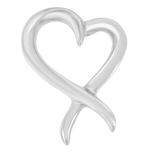 Elegant Heart-shaped Awareness Ribbon Pendant Necklace in Sterling Silver