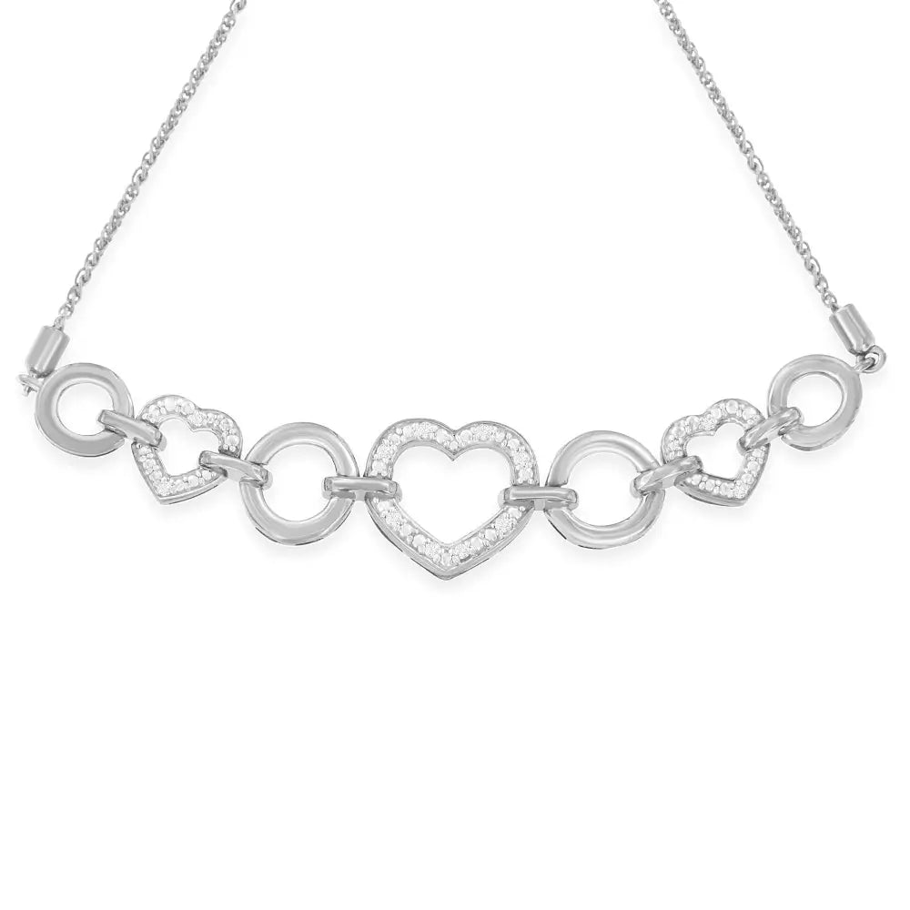 Elegant Interlinking Triple Heart in Sterling Silver Diamond Accent