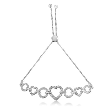 Elegant Interlinking Triple Heart in Sterling Silver Diamond Accent