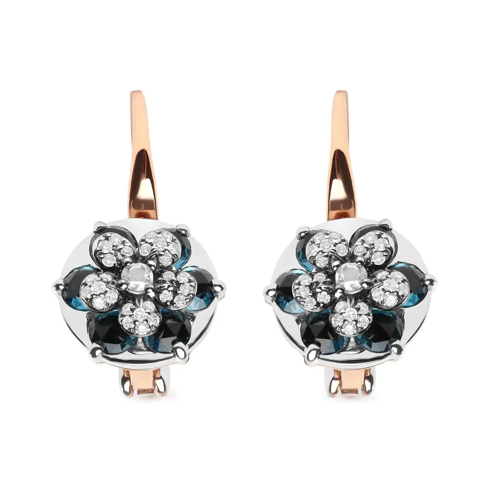 Elegant London Blue Topaz Drop Hoop Earrings in 18k Rose Gold