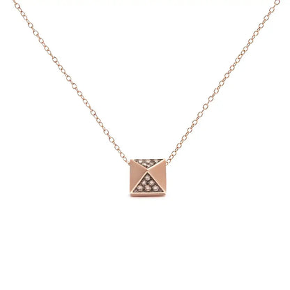 Elegant Matte Finished Pyramid Pendant Necklace with Cttw Brown Diamond