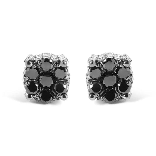 Elegant Men’s 10k Yellow Gold Black Treated Diamond Earrings