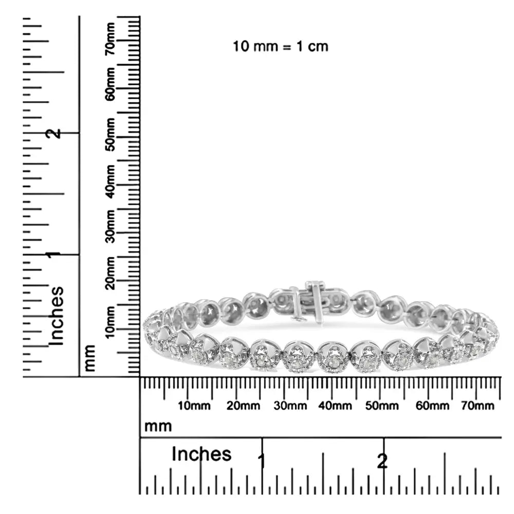 Elegant Miracle-plate Open Quatrefoil Flower Diamond Tennis Bracelet