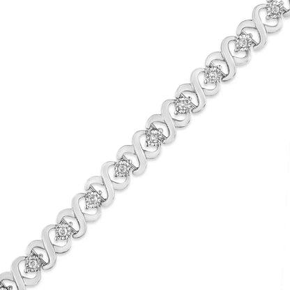 Elegant Miracle Plate Round-cut Diamond Infinity Link Bracelet in Silver