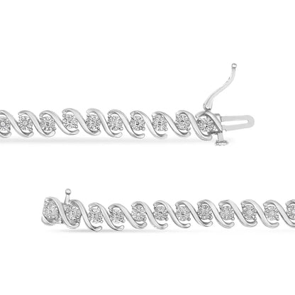 Elegant Miracle-set Diamond Tennis Bracelet in Sterling Silver with I2-i3