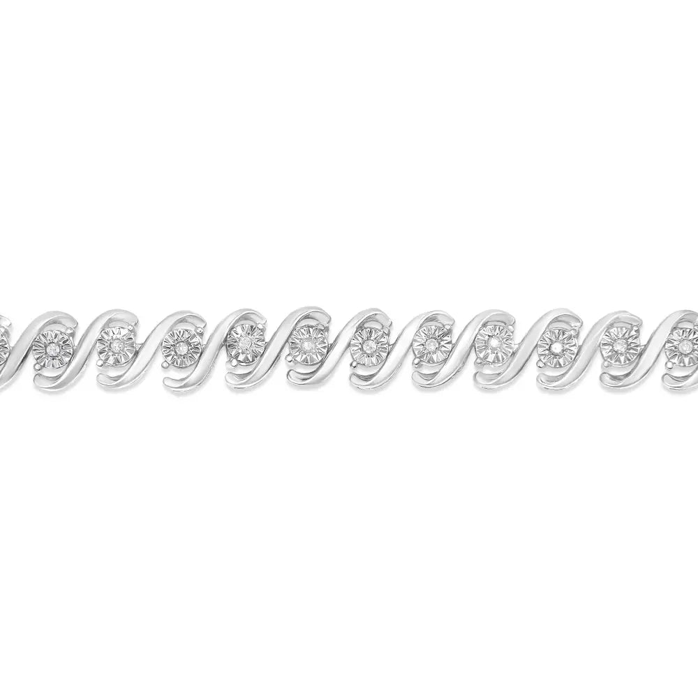 Elegant Miracle-set Diamond Tennis Bracelet in Sterling Silver with I2-i3