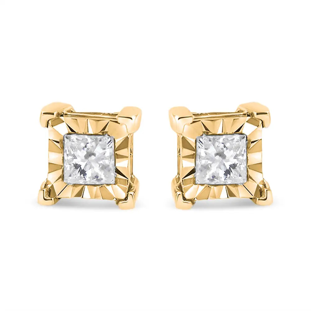 Elegant Miracle Set Princess-cut Diamond Solitaire Stud Earrings