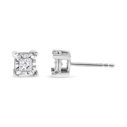 Elegant Miracle Set Princess-cut Diamond Solitaire Stud Earrings